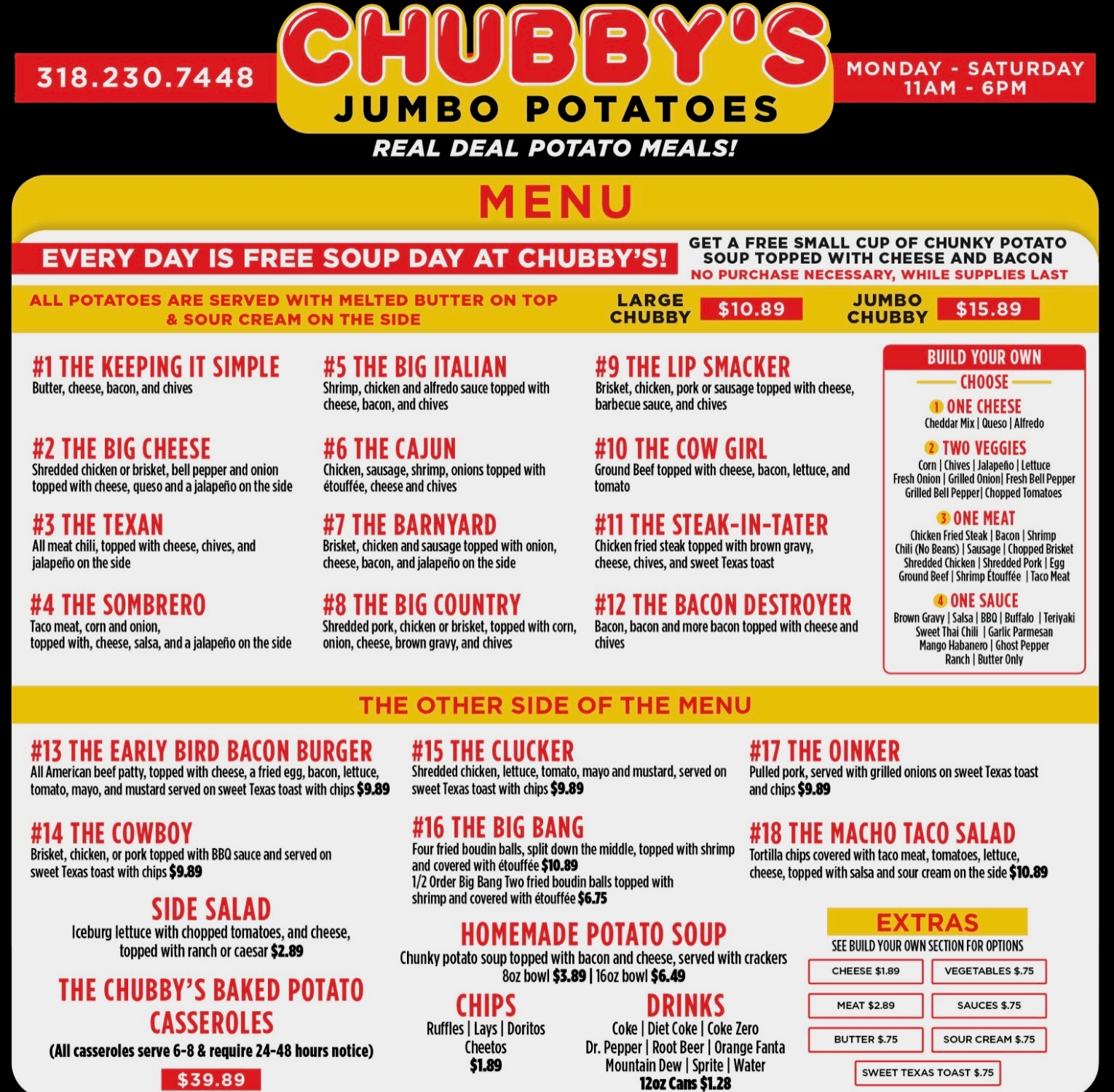 Official CHUBBYS Jumbo Potatoes menu preview